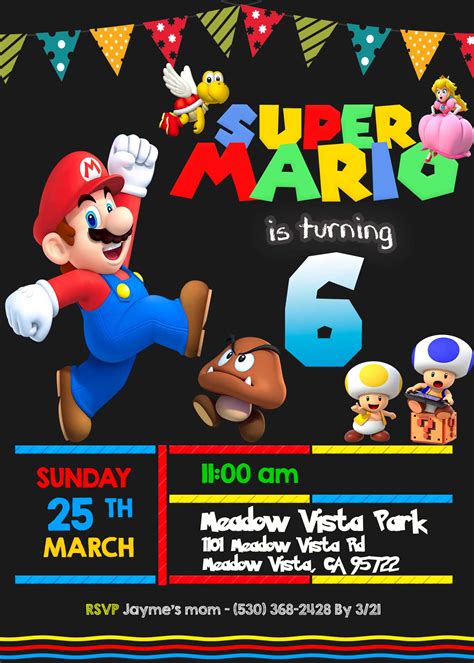 Mario Bros Invitation Template Design